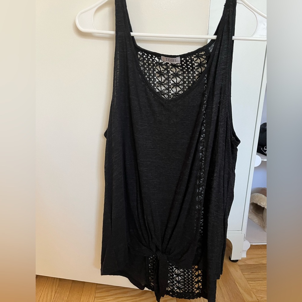 Tobi Black Lace Detail Tank Top
